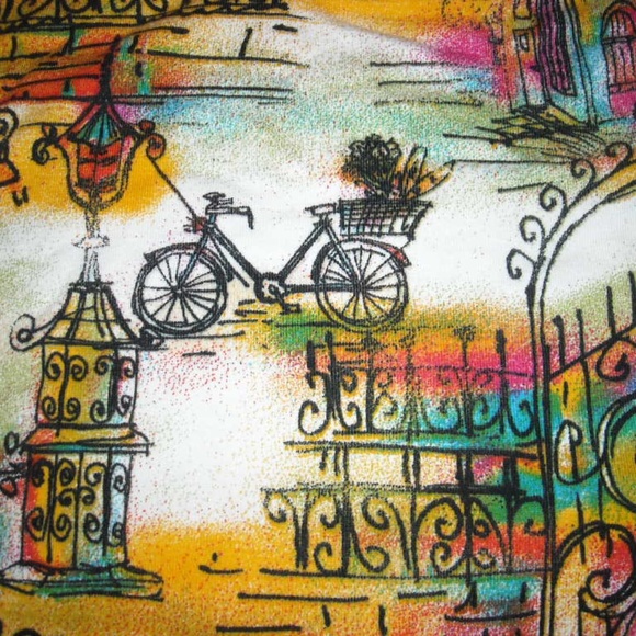 Chicos Shirt  Colorful Cotton V Neck 3 Large - Picture 3 of 5